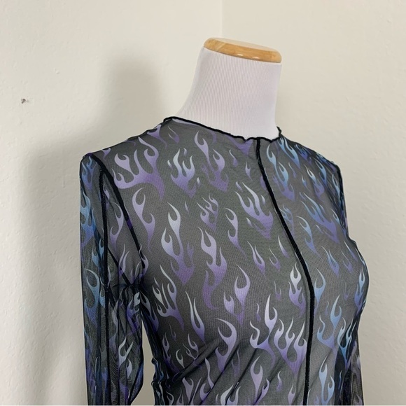 Unif Desire Flame Mesh Semi Sheer Long Sleeve Top Size medium - Picture 14 of 14
